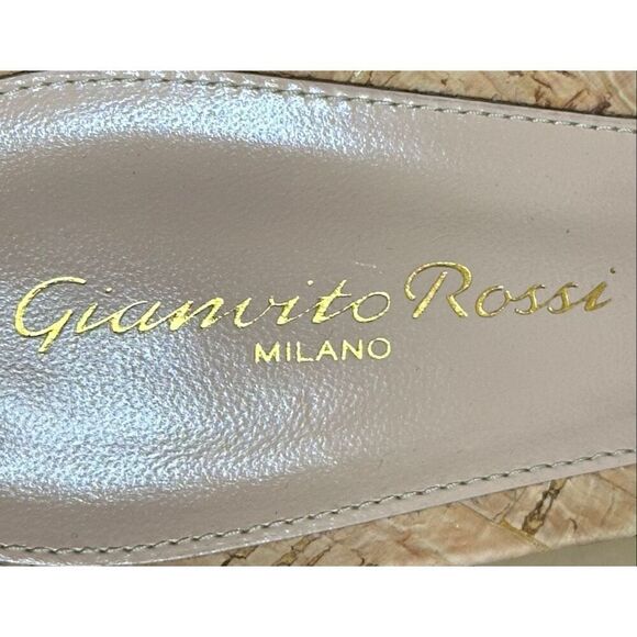 GIANVITO ROSSI BEBE CAMOSCIO+CORK Heeled Sandals in Biege NWB Size 41/ US 11 - Picture 10 of 10